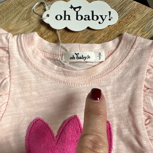 Oh Baby! Tulip Appliqué Flutter Sleeve Top NWT sz: 0/3M - Picture 3 of 6
